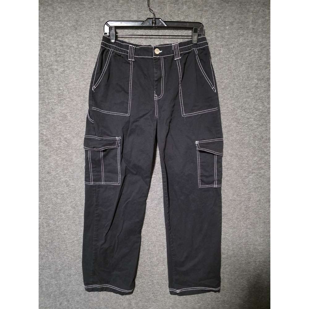 Black Pants White Stitching Size L | Goth Punk Whimsigoth Emo Grunge Edgy